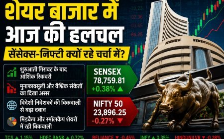 शेयर बाजार में आज की बड़ी हलचल: सेंसेक्स-निफ्टी में उतार-चढ़ाव की क्या रही वजह? जानें निवेशकों पर असर