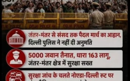 जंतर-मंतर प्रदर्शन से पहले नोएडा-दिल्ली बॉर्डर पर सख्त चेकिंग, यात्रियों को अतिरिक्त समय लेकर निकलने की सलाह