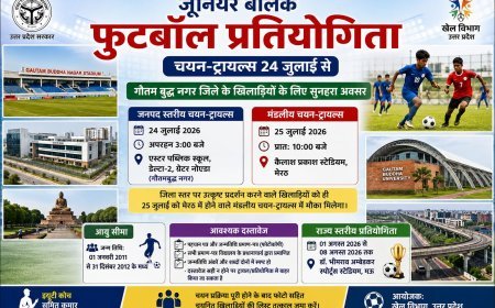जूनियर बालक फुटबॉल प्रतियोगिता के लिए चयन-ट्रायल्स 24 जुलाई से, जानिए पात्रता और पूरी प्रक्रिया