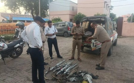 स्टंटबाज बाइकर्स पर चला पुलिस का हंटर,मोडिफाइड बुलेट व स्पलेंडर बाइकों से पटाखा फोड़ एवं प्रेशर हॉर्न उतरवाए