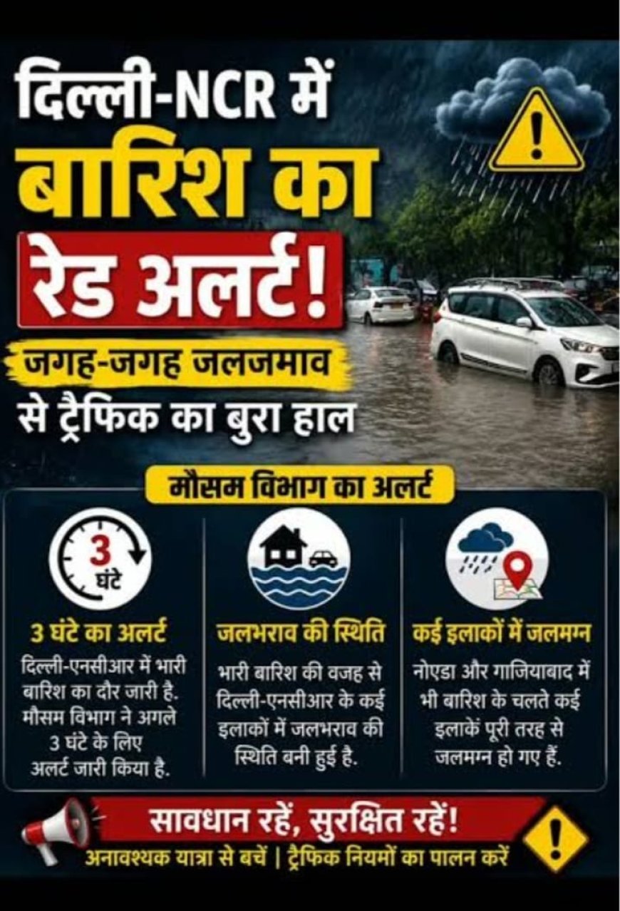 दिल्ली-एनसीआर में झमाझम बारिश, जलभराव और जाम से जनजीवन प्रभावित