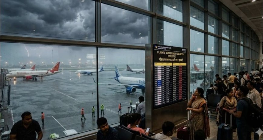 भारी बारिश से IGI एयरपोर्ट पर हवाई सेवाएं ठप, 14 उड़ानें डायवर्ट; सैकड़ों यात्री परेशान