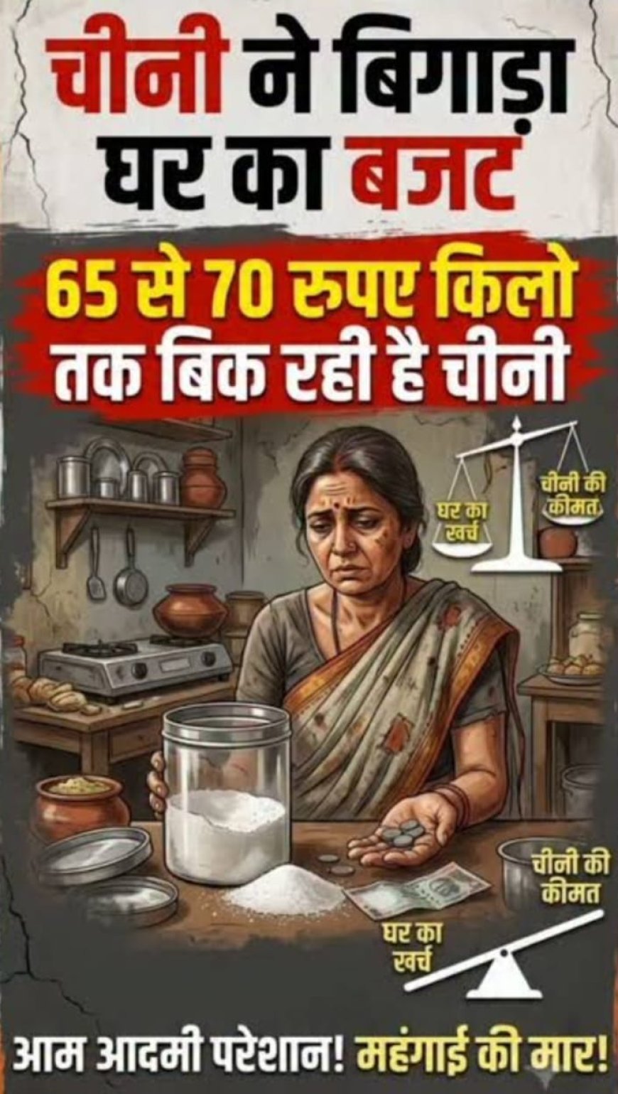 चीनी के बढ़ते दामों से बिगड़ा घर का बजट