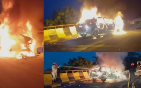 धौला कुआं फ्लाईओवर पर चलती कार में लगी भीषण आग, समय रहते फायर ब्रिगेड ने बुझाई आग