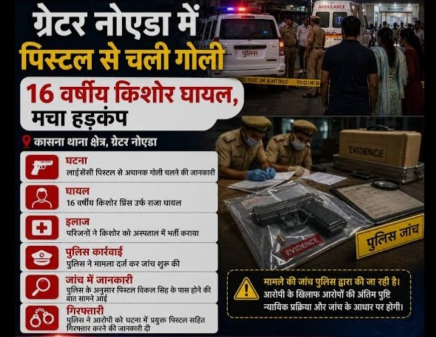 ग्रेटर नोएडा के कासना में लाइसेंसी पिस्टल से चली गोली, सैलून में काम कर रहे किशोर के पेट में लगी