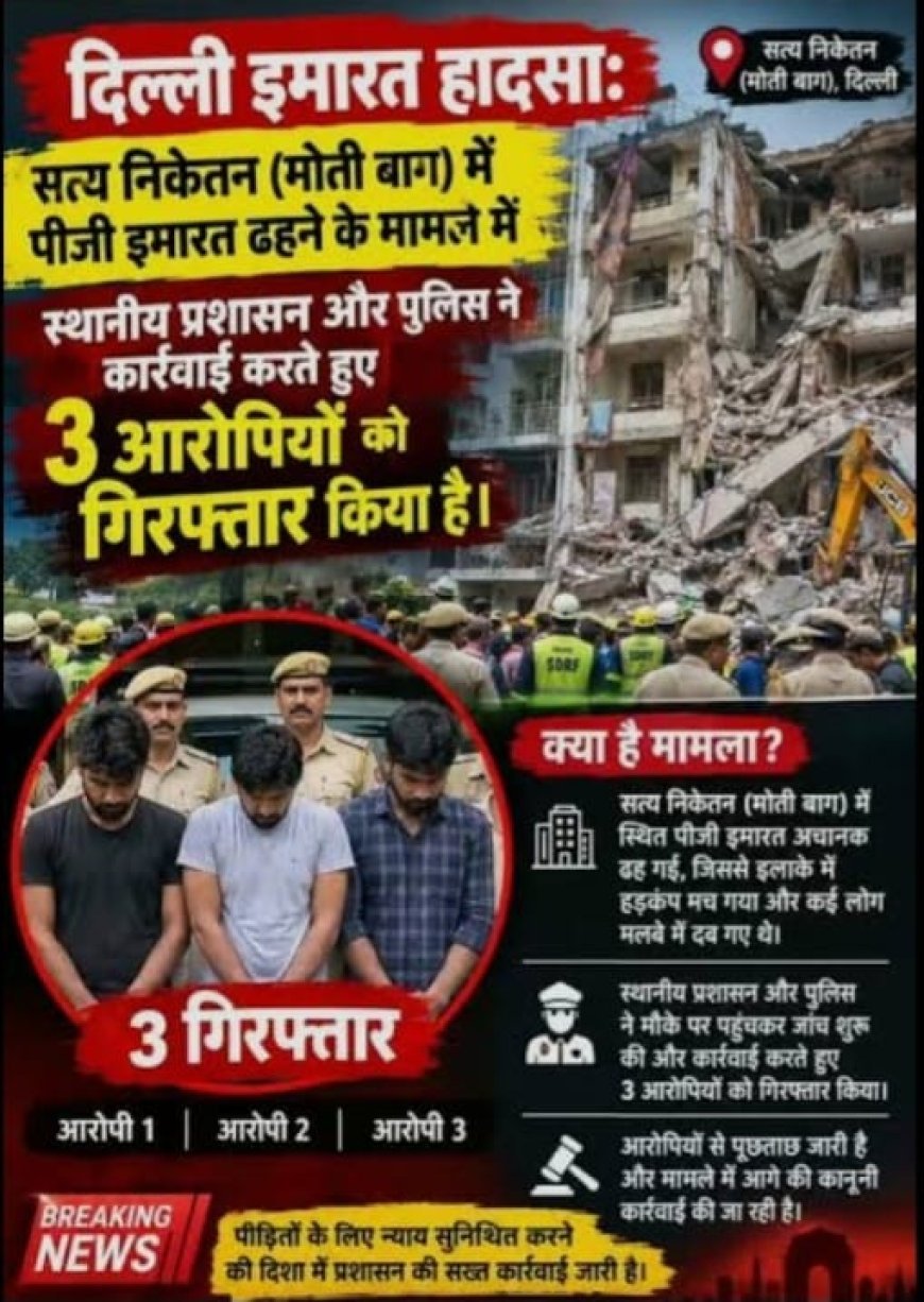 सत्य निकेतन बिल्डिंग हादसा तीनों आरोपियों को दो दिन की पुलिस कस्टडी में भेजा गया