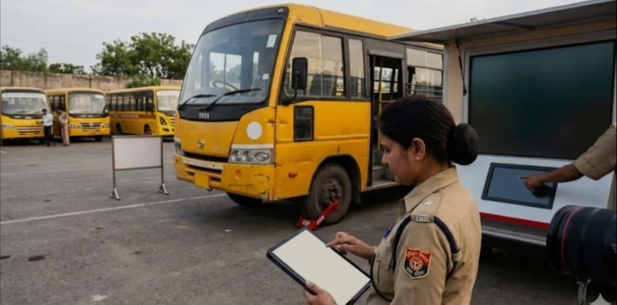 स्कूल वाहनों पर परिवहन विभाग का शिकंजा, आठ का चालान, मारुति वैन निरुद्ध