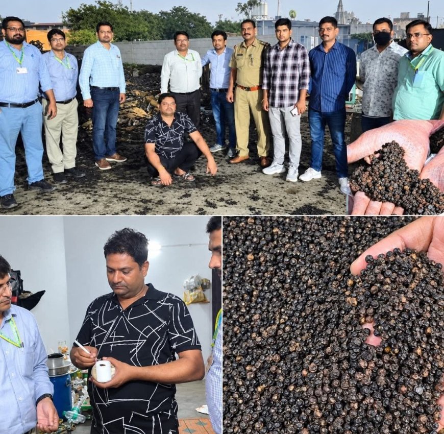 नकली काली मिर्च का भंडाफोड़: मैदा, गोंद और रिफाइंड तेल से बना रहे थे 'काली मिर्च', लाखों का माल जब्त